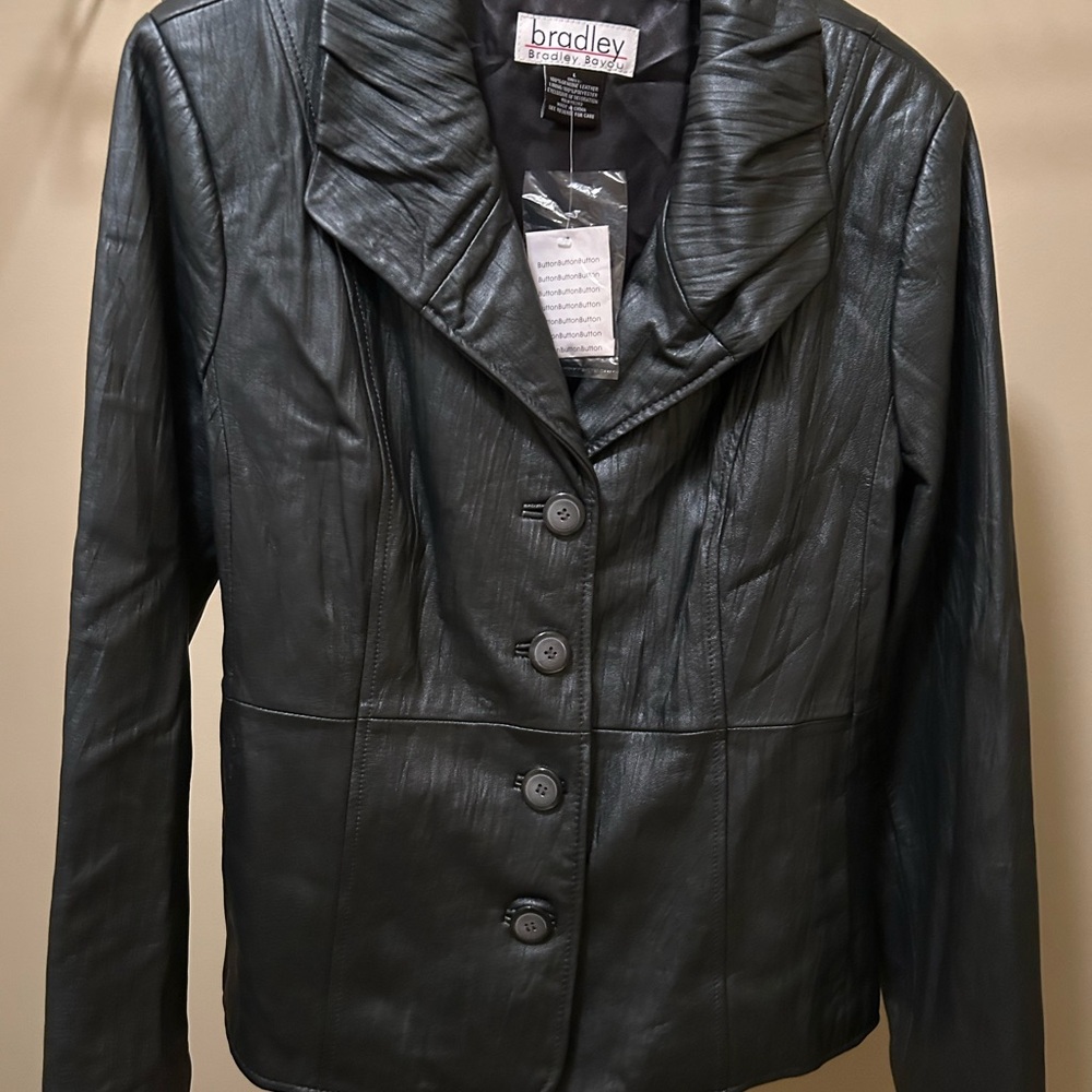 Bradley Black Leather Button-Front Jacket